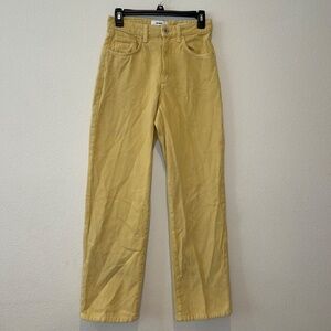 cute yellow wide leg jeans